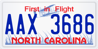 NC license plate AAX3686