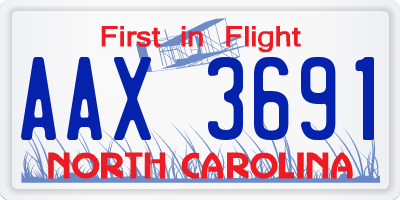 NC license plate AAX3691