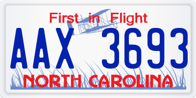 NC license plate AAX3693