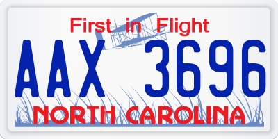 NC license plate AAX3696