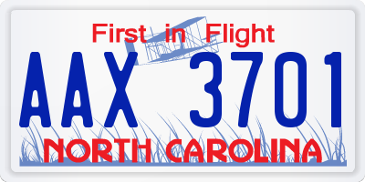 NC license plate AAX3701