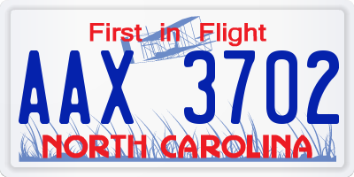NC license plate AAX3702