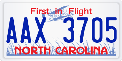 NC license plate AAX3705