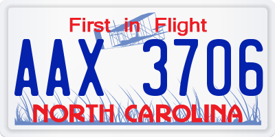 NC license plate AAX3706