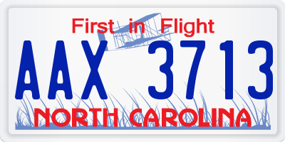 NC license plate AAX3713