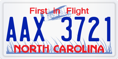 NC license plate AAX3721