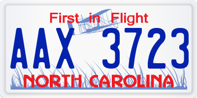 NC license plate AAX3723