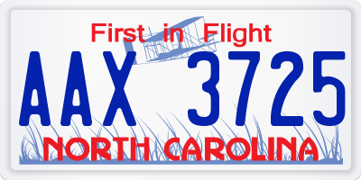 NC license plate AAX3725