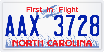 NC license plate AAX3728