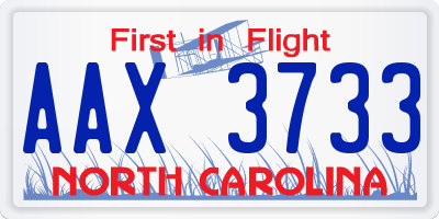 NC license plate AAX3733