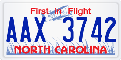 NC license plate AAX3742