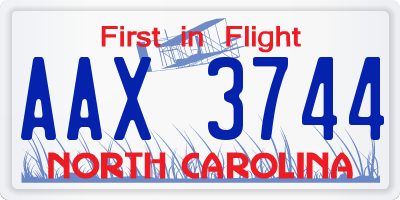 NC license plate AAX3744