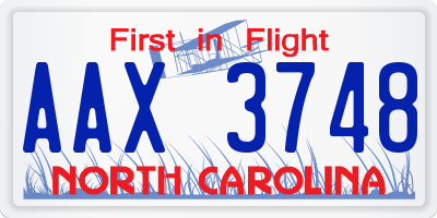 NC license plate AAX3748