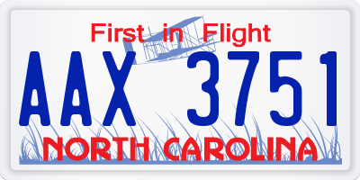 NC license plate AAX3751