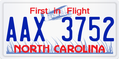 NC license plate AAX3752