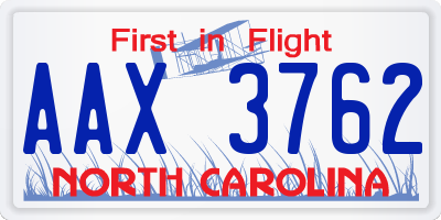 NC license plate AAX3762