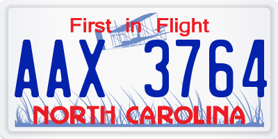 NC license plate AAX3764