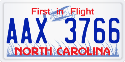 NC license plate AAX3766