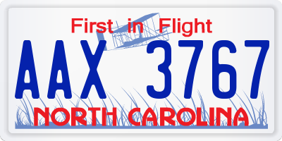 NC license plate AAX3767