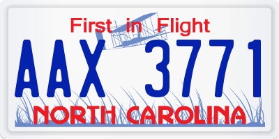 NC license plate AAX3771