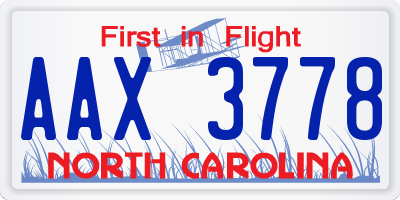 NC license plate AAX3778