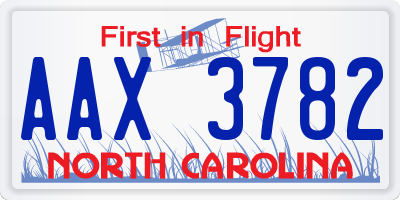 NC license plate AAX3782