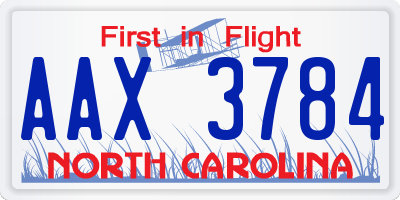 NC license plate AAX3784