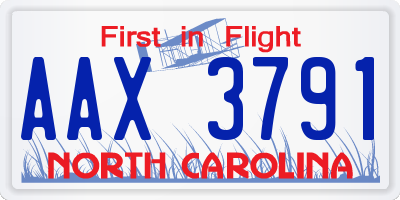 NC license plate AAX3791
