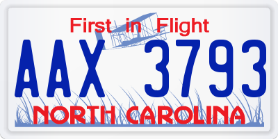 NC license plate AAX3793