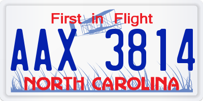 NC license plate AAX3814