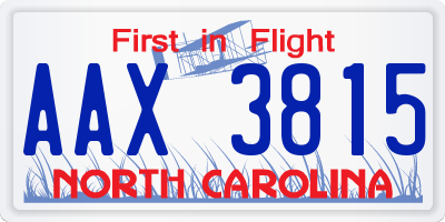 NC license plate AAX3815