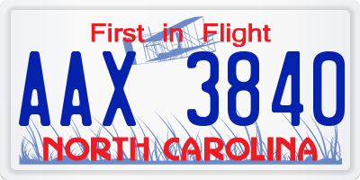NC license plate AAX3840