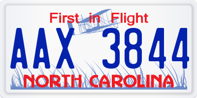 NC license plate AAX3844