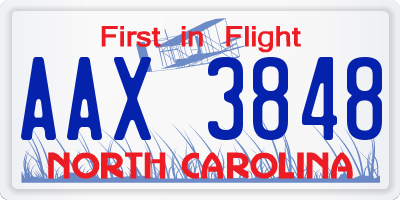 NC license plate AAX3848