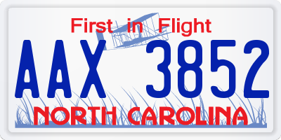 NC license plate AAX3852