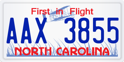 NC license plate AAX3855