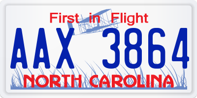 NC license plate AAX3864