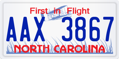 NC license plate AAX3867