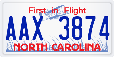 NC license plate AAX3874