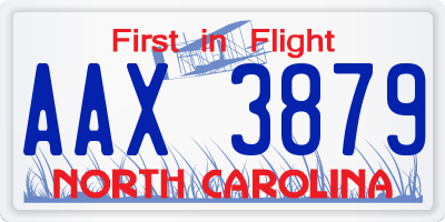 NC license plate AAX3879