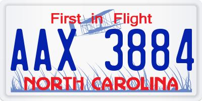 NC license plate AAX3884