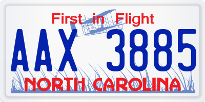NC license plate AAX3885
