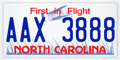 NC license plate AAX3888