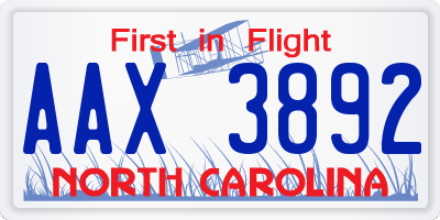 NC license plate AAX3892