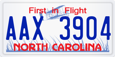 NC license plate AAX3904