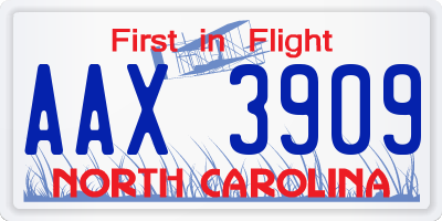 NC license plate AAX3909