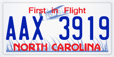 NC license plate AAX3919