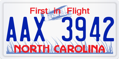 NC license plate AAX3942