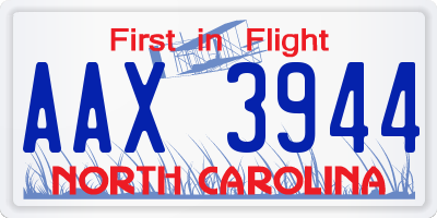 NC license plate AAX3944
