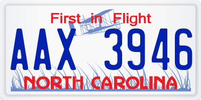 NC license plate AAX3946